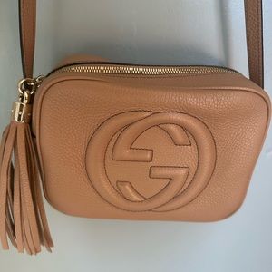 GUCCI Soho Disco Beige Leather Crossbody Purse